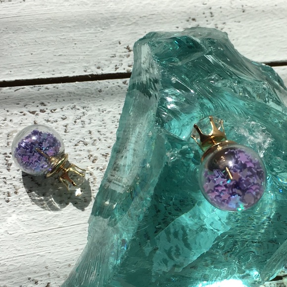 Purple Star Double Stud Earrings - Picture 6 of 8